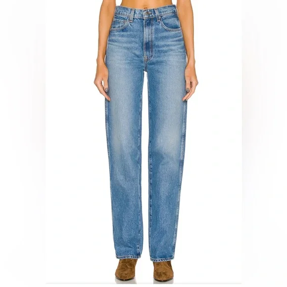 GRLFRND Sara jeans Super High Rise Slim Straight Rambla blue Revolve 25 new - Picture 1 of 15